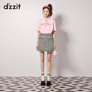 DZZIT地素半裙春秋新款小香風(fēng)千鳥格半身裙短裙女 黑色 M