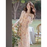 妍莉芬（yanlifen）茶歇法式碎花吊帶裙子女夏季2025新款仙氣森系甜美連衣裙兩件套 吊帶裙+外衫 M