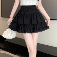 晉影2025夏新款歐若風(fēng)蕾絲蛋糕裙少女辣妹芭蕾風(fēng)短裙超仙半身蓬蓬裙ML 蓬蓬花苞裙 黑色 S 90斤以下