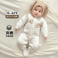 婧麒（JOYNCLEON）嬰兒衣服春秋冬夾棉寶寶連體衣純棉保暖新生兒衣服冬季外出哈衣 小獅萊恩【夾棉款】 90