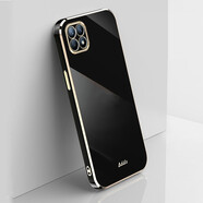 bulons OPPO Reno4SE手機(jī)殼保護(hù)套reno4se簡約電鍍硅膠套軟邊全包防摔 適用于 經(jīng)典黑+鋼化膜
