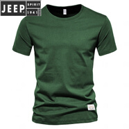 JEEP SPIRIT純棉t恤春夏季2025新款復古重磅美式打底衫純色休閑短袖男款上衣 翠綠色 A90一叢林綠 S