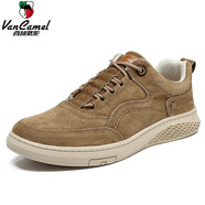 西域駱駝（VANCAMEL）男鞋秋真皮運(yùn)動板鞋男中幫軟底休閑皮鞋高幫加絨棉鞋 卡其 低幫單鞋LT1930 41
