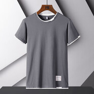 A21旗營(yíng)店棉短袖t恤男士2023新款夏季基礎(chǔ)色打底體恤衫 深灰色 L