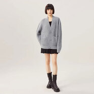 安妮路易斯（GIRODET）圣誕紅針織開(kāi)衫5499196阿瑪女裝外套秋季新款時(shí)尚V領(lǐng)毛衣寬松上衣 灰色 XL (5) 建議145斤