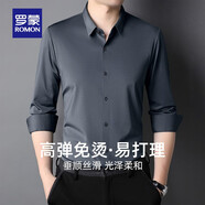 羅蒙（ROMON）高彈無痕免燙襯衫男春秋新款純色商務(wù)易打理職業(yè)工裝襯衣男 灰色【春秋款】 2XL 180 （建議140-155斤）