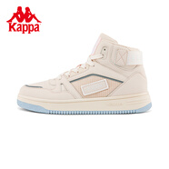 Kappa串標(biāo)板鞋新款男女皮面滑板鞋中幫鞋K0BZ5CC10D 粉色-431 37