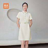 HLA海瀾之家Polo裙夏季款商務通勤時尚氣質(zhì)裙子女裝 【抗菌防螨】米杏Y2 M 160/84A 建議100-115斤