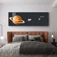 駿衡床頭裝飾畫卡通太空宇航員兒童房掛畫星球客廳沙發(fā)背景墻星空壁畫 探索未知G 60*180cm鋁合金框+晶瓷面