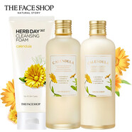 菲詩(shī)小鋪（THEFACESHOP）THE FACE SHOP金盞花清潤舒緩修護精粹乳大米保濕護膚乳液面霜套 ( 潔面+精萃液+精萃乳 )