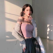 新款學(xué)生吊帶小背心女夏外穿內(nèi)搭短款打底抹胸內(nèi)衣無(wú)袖上衣韓版潮 藕粉 均碼 70-135斤