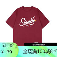 SLAMBLE運動T恤男籃球短寬松袖速干透氣排汗訓練美式半袖投籃服潮 SLAM 酒紅 T11#(白標) 3XL 建議（145-160）斤