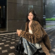 糜嵐（MieLanat）豹紋襯衣女kumikumi復(fù)古辣妹Polo領(lǐng)襯衫早秋設(shè)計(jì)感寬松chic中長(zhǎng)款 豹紋外套 L  【120-140斤】