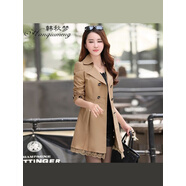NJTD風(fēng)衣女中長(cháng)款2018韓版新款女裝小個(gè)子淑女春秋外套 卡其色 M M