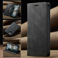 有朋（YouPeng）商務(wù)真皮套14蘋(píng)果13Promax手機殼翻蓋皮套新款XSmax全包邊防摔6/7/8保護套14Plus皮套5G磁吸12mini 【磨砂軟皮錢(qián)夾功能】經(jīng)典黑 iPhone 6s