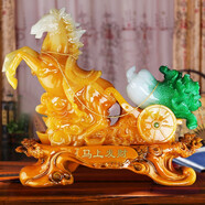 得美萊斯 客廳馬擺件工藝品 玉白菜馬到成功新中式擺件開業(yè)禮品創(chuàng)意喬遷裝飾品辦公室酒柜招財擺件商業(yè)送禮 特大號 馬上發(fā)財黃玉色 約長63寬24高55cm
