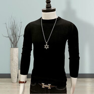 菲尼東爵男生秋天長(cháng)袖貼身毛衣薄款圓領(lǐng)內搭針織線(xiàn)衫修身百搭毛線(xiàn)衣 黑色 (圓領(lǐng)毛衣) M