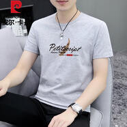 皮爾卡丹（pierre cardin）冰絲莫代爾棉男士短袖t恤2025新款潮流夏季半袖圓領體恤男打底衫 灰色 XL 【適合130-145斤】
