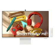 三星（SAMSUNG） 32英寸M8 UHD/4K 智能顯示器超高清HDR10+流媒體電視和攝像頭 白色 游戲電影 工作和聊天 內置Alexa 32英寸 護眼無(wú)線(xiàn)藍牙內置音箱