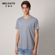 Brloote/巴魯特棉短袖T恤男圓領(lǐng)小白T夏季簡(jiǎn)約百搭體恤衫上衣新品 花灰 3XL 190/108A