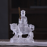 古韻琉璃古韻琉璃普賢文殊觀(guān)世音地藏佛家用中式祠堂寺院桌面擺件手工禪意 白色文殊菩薩