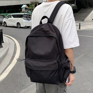 Landcase 書包男初高中大學(xué)生潮流ins原宿風(fēng)帆布背包女韓版大容量休閑旅行雙肩包筆記本電腦包 1212黑色