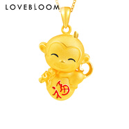 綻放愛(ài) 黃金猴吊墜十二生肖猴金猴項鏈本命年小猴子屬相999足金掛墜 刻字聯(lián)系客服單拍不發(fā)