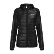 阿瑪尼（ARMANI）EA7奢侈品女裝冬季保暖連帽薄款羽絨服（貼體緊身-推薦買(mǎi)大一碼） 黑色 S