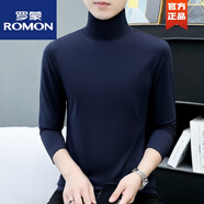 羅蒙（ROMON）棉質(zhì)秋冬季半高領(lǐng)打底衫男士修身內(nèi)搭長袖T恤中領(lǐng)男裝秋衣外穿 YPT193寶藍【高領(lǐng)】 XL 建議130-145斤