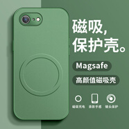 寄顏 適用蘋果蘋果6splus手機(jī)殼新款男iPhone6磁吸貼皮簡約純色潮牌防摔保護(hù)套 純色-蒼嶺綠 蘋果6S