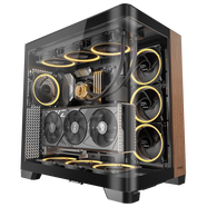 安鈦克（Antec)C8 Curve Wood機(jī)箱電腦主機(jī)/側(cè)透全景大彎玻璃/木質(zhì)外觀/ EATX游戲/快拆設(shè)計 /40系顯卡