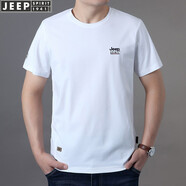 吉普（JEEP）短袖t恤男2025新款寬松夏季純色棉質(zhì)圓領(lǐng)休閑刺繡半袖t桖上衣男裝 白色 XL/180建議155-165體重