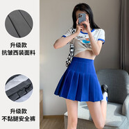 浪莎百褶裙女新款高腰jk短裙減齡學(xué)院風(fēng)顯瘦百搭a字半身裙  藍色【抗皺】 2XL 建議131-145斤