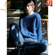 鹿王戀雪克萊因藍(lán)馬海毛麻花毛衣女法式復(fù)古慵懶圓領(lǐng)套頭內(nèi)搭針織衫秋冬厚 克萊因藍(lán) S