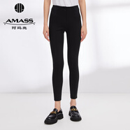 阿瑪施（AMASS）女裝新款通勤高腰薄絨打底可外穿休閑長褲女5100295 黑 L (4碼)