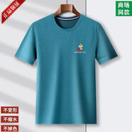 稻草人（MEXICAN）夏季高檔短袖t恤男圓領(lǐng)冰絲半袖體恤衫大碼寬松打底衫上衣夏天男 圓領(lǐng)-1981-淺蘭  3XL 185[建議170-185]