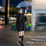 lareen fitty 羽絨服女2025新款小個(gè)子白鴨絨寬松保暖冬季加厚中長(cháng)款氣質(zhì)外套 黑色 M 建議【115-135斤】