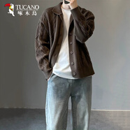 啄木鳥（TUCANO）男士開衫外套2025秋季新款潮牌半高領(lǐng)慵懶風(fēng)毛衣針織衫男生秋冬季 咖啡色 XL 【130-150斤】