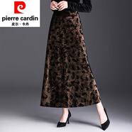 皮爾卡丹（pierre cardin）植絨金絲絨印花一步裙半身裙2025秋季高腰顯瘦中長(cháng)款直筒長(cháng)裙針織 咖色 M 腰圍2尺/適合91-100斤