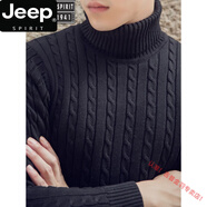 JEEP SPIRIT/吉普男裝秋冬季高領毛衣男士純棉針織衫修身韓版粗針加 黑色【132款-加厚不加絨 M 適合-120斤