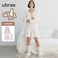 ubras【虞書欣同款】兔絨絨開襟家居服套裝厚款女加絨睡衣冬季女 【長袖短褲套裝】粉晨色 L