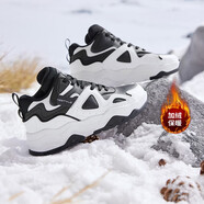 361度女鞋運動(dòng)鞋芋泥冬季高幫保暖加絨板鞋二棉鞋厚底增高復古休閑鞋子女 682246620A-3烏黑色/361度白 40