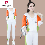 皮爾卡丹（pierre cardin）運(yùn)動(dòng)休閑套裝夏裝女2024新款減齡洋氣冰絲防曬開衫衛(wèi)衣時(shí)尚兩件裝 橘色 L(建議100斤-115斤)