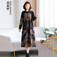 佰藍嬌2025春秋季女裝新款中國風改良旗袍連衣裙中年高端喜婆婆婚宴禮服 灰色 M (推薦95-115斤)