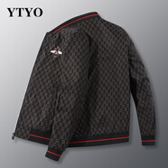 YTYO高檔品牌夾克男士飛行員外套輕奢春秋冬季輕奢棒球服刺繡加棉上衣 小蜜蜂黑色-春秋 常規 XL(建議125-140斤)