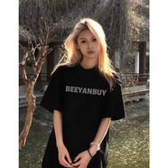 POUM美式t恤男士春夏季高街潮流復古重磅圓領(lǐng)短袖青少年百搭半袖上衣 XZWP-T26黑色 M