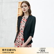 顏域簡(jiǎn)約半袖西裝外套女夏裝新款通勤顯瘦氣質(zhì)職業(yè)短款西服 黑色 S/36