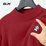GLM紅色毛衣男冬季中國(guó)風(fēng)針織衫青少年休閑半高領(lǐng)本命年上衣