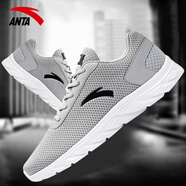 安踏男鞋跑步鞋運動(dòng)鞋男2025冬季新款網(wǎng)面鞋男透氣輕便經(jīng)典休閑鞋子男 霧灰/黑/白-5529 44.5