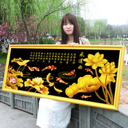 老街緣荷花九魚(yú)圖滿(mǎn)繡2025年新款手工刺繡十字繡線(xiàn)繡高級感客廳年年有余 滿(mǎn)繡-背景全繡 滿(mǎn)繡(中格-3股棉線(xiàn)繡)145*65厘米